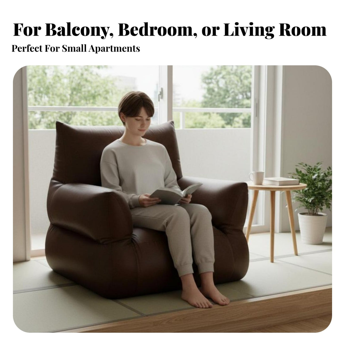 Reclining and Sleepable Single Person Floor Lounger Retro design Lounge Chair fashionable Design Home Seating No Assembly Required for Young Adults, Students, Apartment Dwellers, Bedroom, Balcony, Living Room, perusing corner