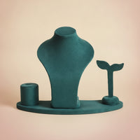 4 Pieces Jewelry Display Set Flocked Jewelry Display with Base Velvet for Vanity