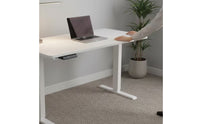 Single Motor Electric Standing Desk Rectangular Tabletop Height Adjustable Desk T-Shaped Feet Office Furniture Side Control Panel
