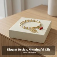 MOM Heart Charm Bracelet Family Day Gift Cherry Charm Bracelet Zircon Embedded Fashion Accessory for Women, Daily Wear