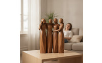 Carved Resin Figurine with Wood-Grain Look Modern Sculpture of Female Figures Decorative Tabletop Figurine Artistic for Women, Bedside Table
