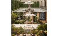 Cantilever Patio Umbrella with Wheeled Base SPF 50+ Sun Protection Cantilever Umbrella with Base Waterproof for Homeowners, Cafe Owners, Storefront