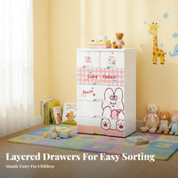 Child-Friendly Design Cartoon-Themed Dresser Large Capacity Storage Cabinet Strong Load-Bearing children's Furniture Easy Assembly for Toddlers, Infants, Parents, Nursery, Playroom, Bedroom, Closet
