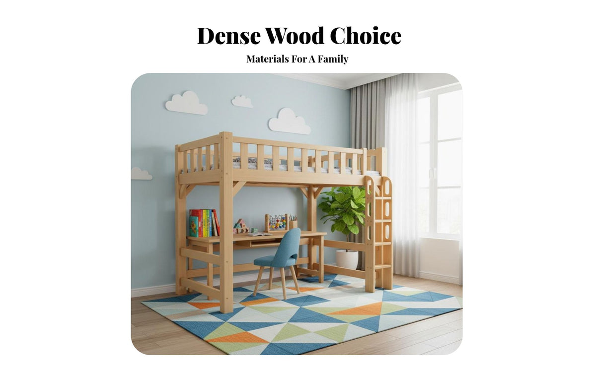 Integrated Desk and Bookshelf Workstation Loft Bed Space-Saving Design All-in-Single Loft Bed with Storage Multi-Functional children's Furnishing Enhanced Safety Features for Students, Teenagers, Parents, Study Area, Dorm Room, Small Living Areas