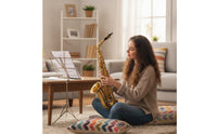Glossy Curved Saxophone Smooth B-Flat Saxophone Compact Woodwind Instrument Portable for Students, School Band