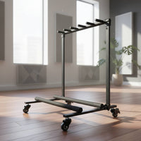 Locking Casters 5-Guitar Rolling Stand Foam Padded Foldable Guitar Rack on Wheels Universal Fit 5-Slot Instrument Display Stand for Band Members, Musicians, Studio, Stage, Music Room