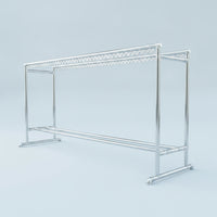 Double Rod Clothesline Rack Stainless Steel Clothesline Rack with Wheels Height Adjustable for Laundry Room, Balcony, Patio