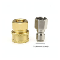 2 Pieces 3/8 Inch Female Coupler Brass Quick Coupler with Plug Quick Connect Fittings Compact Hose Adapter Set for Car Detailers