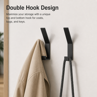 Black Aluminium Wall Hooks, Heavy Duty Screw-Mount Towel Hook for Bathroom, Kitchen & Entryway Robe Hooks, Matte Finish Single Coat Hooks