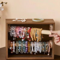 Bracelet Holder Organizer Box with Rods Removable Bracelet Box with Acrylic Cover Stylish Jewelry Storage Case for Women, Vanity, Bedroom
