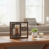 Rotating Photo Frame 360-Degree Rotation Memorial Photo Frame Rustic Design for Mantelpiece Decor