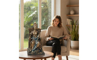 Deity Figurine with Throne Tabletop Deity Figurine Mother Terra Statue Freestanding Decor Sculpted for Collectors, Bookshelf