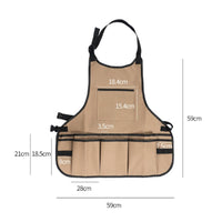 Multi-Pocket Canvas Apron with Pockets Water-Resistant Tool Apron with Pockets Long-Lasting Reinforced Stitching for Gardeners, Woodworkers, Gardening