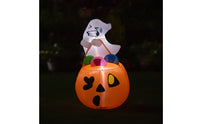 Outdoor Ghost with Pumpkin Lighted Halloween Inflatable Giant Halloween Ghost Funny for Lawn