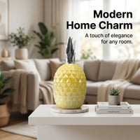 Home Decoration Ceramic Pineapple Figurine with Hand Painted Gold Finish, Living Room Decor Fruit Ornament for Tables and Shelves