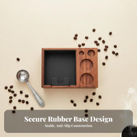 Wooden Espresso Pressing Station Compact Design Portafilter Holder with Drawer Universal Espresso-Compatible Pressing Station for Home Baristas