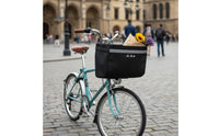 Large Capacity Folding Bike Handlebar Basket Long-Lasting Oxford Material Front Bike Basket Bag Reflective Strip Lightweight for Commuters, Cyclists, Shopping, Commuting, Leisure Cycling