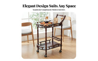 European Design Wheeled Serving Trolley On Wheels Wooden Rolling Cart Versatile Solid Wood Drink Cart Sturdy Construction for Restaurant Personnel, Party Hosts, Apartment Dwellers, Hotel, Dining Room, Kitchen, Parties