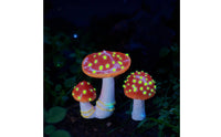 2 Pieces Resin Red Glowing Fungus Decor Weather-Resistant Luminescent Fungus Figurine for Outdoor, Patio