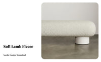 Luxury Feel Long Teddy Fabric Ottoman plush Texture Upholstered Bench Modern Design Accent Stool Multi-Scene Versatility for Guests, Interior Designers, Homeowners, Living Room, Entryway, Bedroom, Walk-in Closet