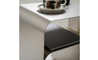 Stainless Steel Side Table One-Piece Molding Minimalist Metal Nightstand Multi-Functional C-Shaped End Table for Bedroom, Living Room, Office