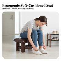 sturdy Wood Frame Upholstered Shoe Bench Soft Padded Seat Low Stool Faux Leather Surface Footrest adaptable for homeowners, Interior Decorators, Living Room, Entrance, Entryway, Hallway
