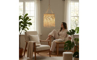 Bohemian Lamp Shade with Tassels Woven Macrame Lampshade Handmade Boho Pendant Light Cover Decorative for Cafe