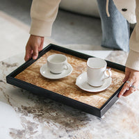 Light Luxury New Chinese Style Rectangular Wooden Tray Decoration