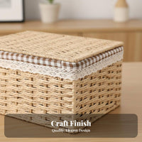 Lidded Wovendesign & aesthetic Basket adaptable Lidded Woven Box Handwoven for Students