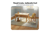 Multifunctional Solid Wood Kids Table and Chair Set Rounded Corners Kindergarten Reading and Craft Table Formaldehyde-without children's Rectangular Study Desk Sturdy Construction for Toddlers, Preschoolers, Parents, Daycare Center, Crafts, Nursery