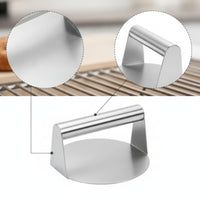 Stainless Steel Meat Press with Handle Flat Bottom Burger Press Compact Steak Weight Heavy-Duty for Outdoor Grilling