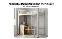 Loft Bed with Desk and Wardrobe Multi-Functional Loft Bed with Desk and Storage Raised Rail for Students, Teenagers, Dorm Room, Apartment