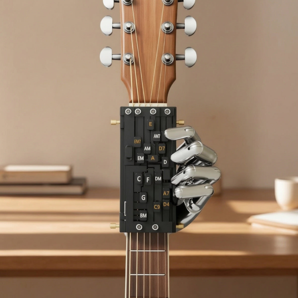 Beginner-Friendly Guitar Chord Changer Tool Easy-to-Use Guitar Chord Assistant with Buttons Clamp-on Portable for Beginners