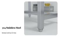 Easy to Clean Stainless Steel Workbench Rust Proof Laboratory Inspection Table Heavy Duty Work Table Long-Lasting Construction for Factory Workers, Restaurant Personnel, Repair Shop, Cafeteria, Garage, Laundry Room