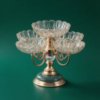 Decorative Tiered Glass Fruit Bowl Scalloped Multi-Bowl Serving Stand Versatile Tiered Platter Practical for Coffee Table, Holiday Gatherings