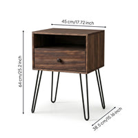 Wood-Grain Finish Wooden Coffee Station Cabinet Black Metal Legs Coffee Station Cabinet Round Knob