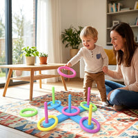 Kids Ring Toss Game Set Plastic Hoops Outdoor Indoor Family Fun Educational Toy for Toddlers and Children