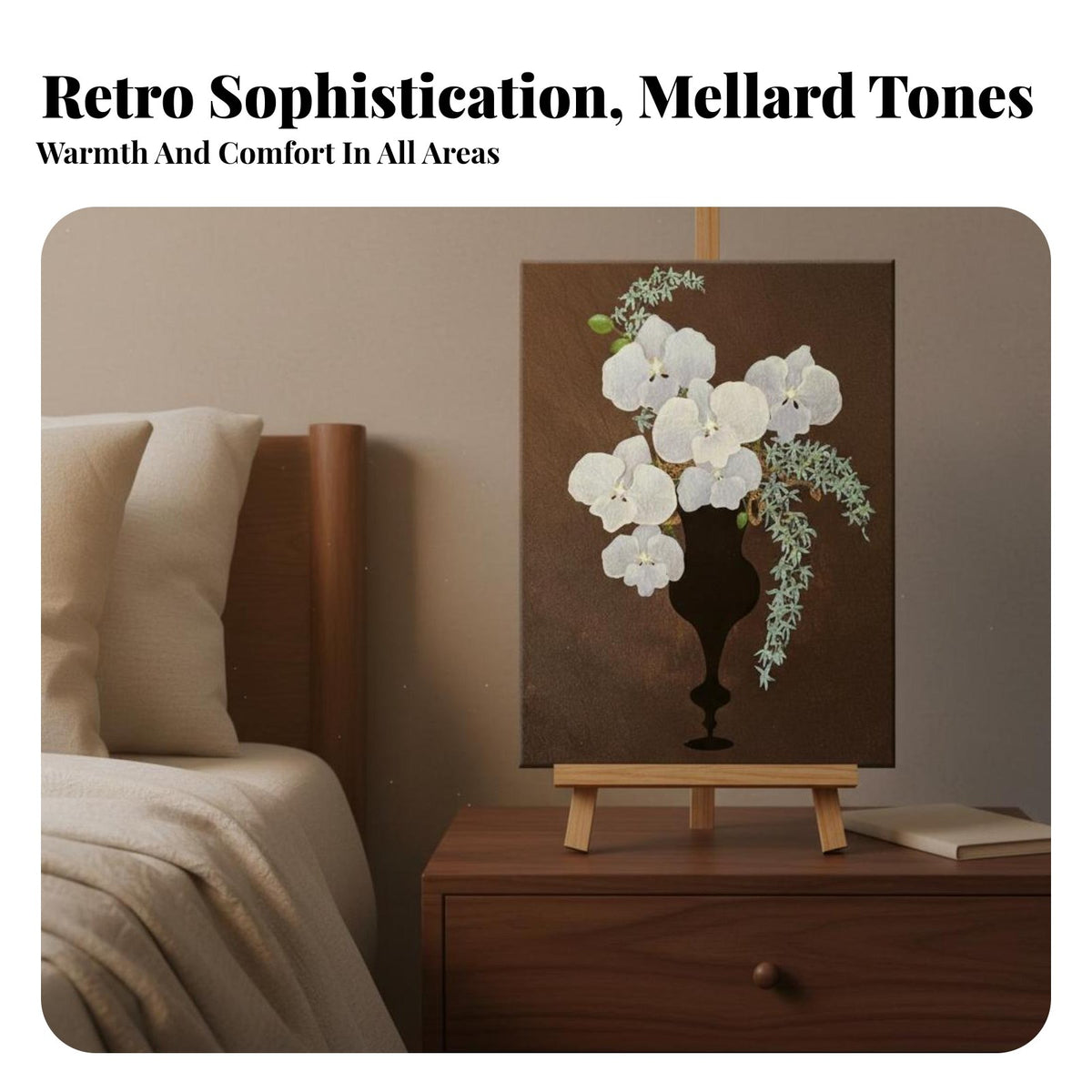 Toasted-Brown Aesthetic Decorative Art Luxurious Floral Design Flower Painting High-Resolution Print Floral Wall Decor for Living Room