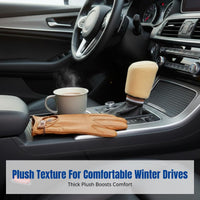 Winter Plush Gear Lever Cover, Checkered Pattern, Universal Manual Transmission Handbrake Sleeve, Interior Decor
