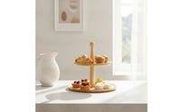 Wooden Cake Stand with Base Bamboo Dessert Display Stand with Shelves Wood Tray for Buffets, Weddings, Banquets