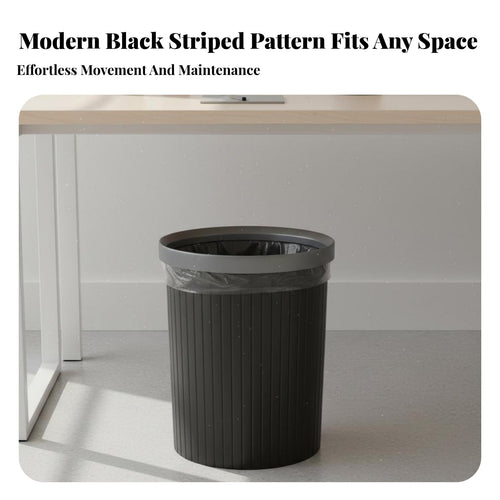 11L Trash Can Large Capacity Pressure Loop Wastebasket Plastic Wastebasket with Press Loop Wide Accessible Ing Striped Garbage
