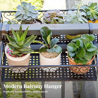 Space-Saving Railing Planter Rack Indoor and outsidedoor Use Hanging Planter Basket Easy Installation plant Pot Holder Adjustable fasteners for Apartment Dwellers, Gardeners, homeowners, Balcony, glazed openingsill, Indoors, glazed openings