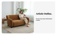Mermaid Design 2-Seater Loveseat Vintage Aesthetic Scalloped rear Couch Designer Inspired Upholstered Settee Curved rearrest for Apartment Dwellers, Hospitality Business Owners, Interior Designers, Lounge Area, Boutique Hotel Lobby, Bedroom, Office