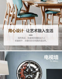 Vintage Industrial Steel Glass Wall Clock with Gear and Brake Disc Design, Silent Sweep Movement