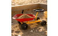 Wheelbarrow-Style Sand Cart Treaded Wheels Four-Wheel Sand Cart Black Seat Play Vehicle for Children