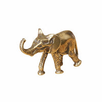 Auspicious Good Luck Charm Miniature Elephant Figurine Pocket-Sized Solid Brass Elephant Exquisitely Carved Small Creature Sculpture Long-Lasting for Feng Shui Enthusiasts, Collectors, Shelf Display