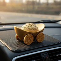Brings Good Luck Chinese Yuanbao Car Ornament Traditional Craft Gold Ingot Car Meaningful Gift for Office Desk, Shop Counter