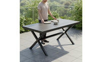 5 Pieces Weather Resistant Plastic Wood Garden Table and Chairs Easy to Clean Rectangular Patio Dining Set Rustproof 5 Piece Outdoor Dining Set for Balcony, Courtyard