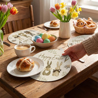 Round Easter Placemat Decorative Round Place Mat Festive Decoration Easter Table Mat for Party Hosts, Families, Holiday Gatherings, Parties, Indoor Use