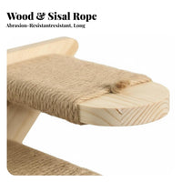 Sisal Scratching Surface 4-Step Feline Ladder Scratch-Friendly Rope 4-Step Feline Stairway Space-Saving Design Wall Steps Sturdy Construction for Felines, Kittens, Indoors, Living Room, Bedroom